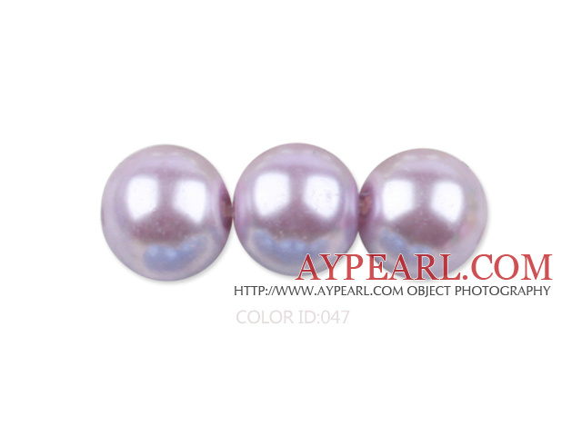 Glass pearl beads,6mm round,light purple, about 144pcs/strand,Sold per 32.28-inch strand