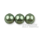 Glass pearl beads,6mm round,light olive, about 144pcs/strand,Sold per 32.28-inch strand