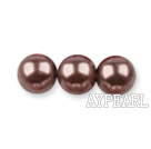 Glass pearl beads,6mm round,chocolate, about 144pcs/strand,Sold per 32.28-inch strand