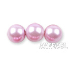 Glass pearl beads,6mm round,pink, about 144pcs/strand,Sold per 32.28-inch strand