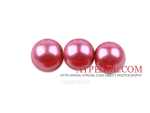 Glass pearl beads,6mm round,dark pink, about 144pcs/strand,Sold per 32.28-inch strand