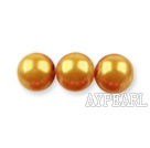 Glass pearl beads,6mm round,golden, about 144pcs/strand,Sold per 32.28-inch strand