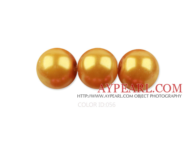 Glass pearl beads,6mm round,golden, about 144pcs/strand,Sold per 32.28-inch strand