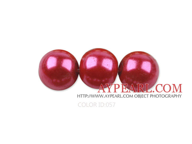 Glass pearl beads,6mm round,dark pink, about 144pcs/strand,Sold per 32.28-inch strand