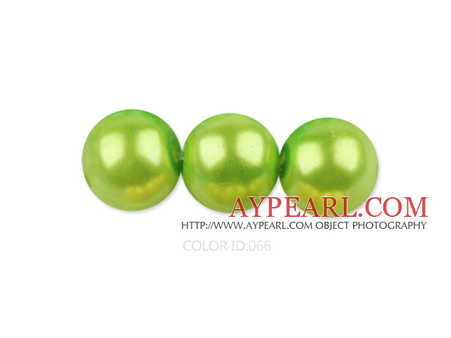 Glass pearl beads,6mm round,yellow green, about 144pcs/strand,Sold per 32.28-inch strand