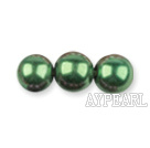 Glass pearl beads,6mm round,olive, about 144pcs/strand,Sold per 32.28-inch strand