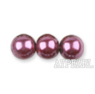 Glass pearl beads,6mm round,fuchsia, about 144pcs/strand,Sold per 32.28-inch strand