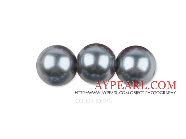 Glass pearl beads,6mm round,dark gray, about 144pcs/strand,Sold per 32.28-inch strand