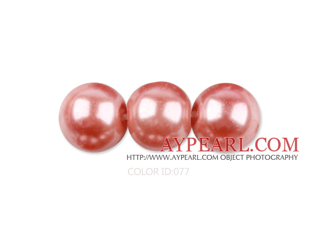 Glass pearl beads,6mm round,peach, about 144pcs/strand,Sold per 32.28-inch strand