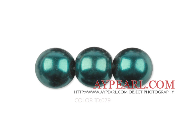 Glass pearl beads,6mm round,peacock green, about 144pcs/strand,Sold per 32.28-inch strand