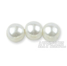 Glass pearl beads,8mm round,white, about 108pcs/strand,Sold per 32.28-inch strand