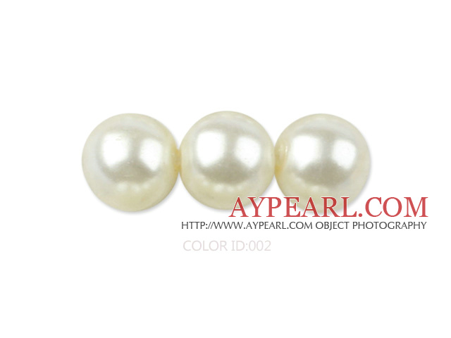 Glass pearl beads,8mm round,ivory, about 108pcs/strand,Sold per 32.28-inch strand