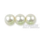 Glass pearl beads,8mm round,ivory, about 108pcs/strand,Sold per 32.28-inch strand