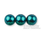 Glass pearl beads,8mm round,peacock blue, about 108pcs/strand,Sold per 32.28-inch strand