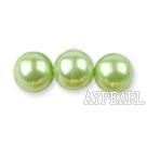 Glass pearl beads,8mm round,light apple green, about 108pcs/strand,Sold per 32.28-inch strand