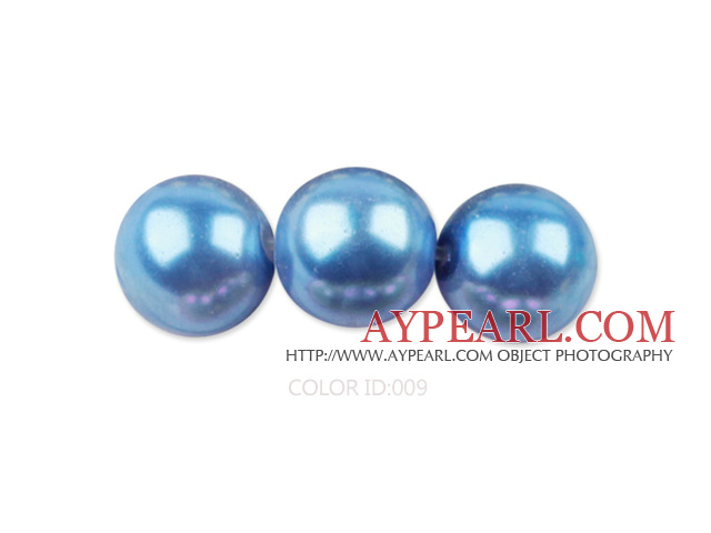 Glass pearl beads,8mm round,blue, about 108pcs/strand,Sold per 32.28-inch strand