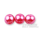 Glass pearl beads,8mm round,red, about 108pcs/strand,Sold per 32.28-inch strand