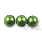 Glass pearl beads,8mm round,grass green, about 108pcs/strand,Sold per 32.28-inch strand