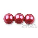 Glass pearl beads,8mm round,red, about 108pcs/strand,Sold per 32.28-inch strand
