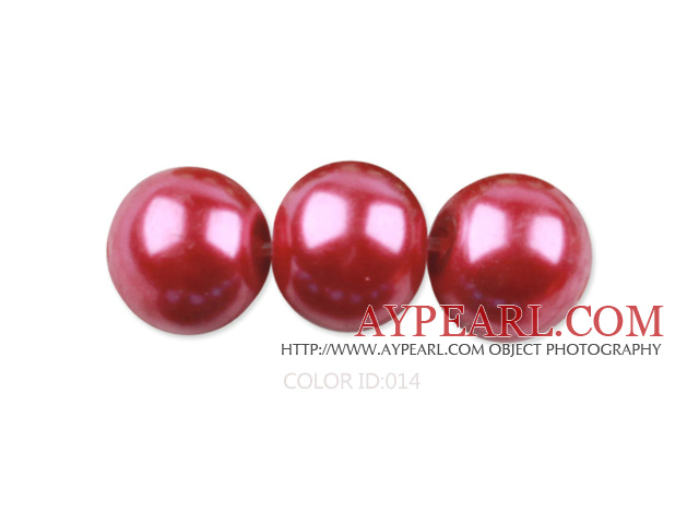 Glass pearl beads,8mm round,red, about 108pcs/strand,Sold per 32.28-inch strand
