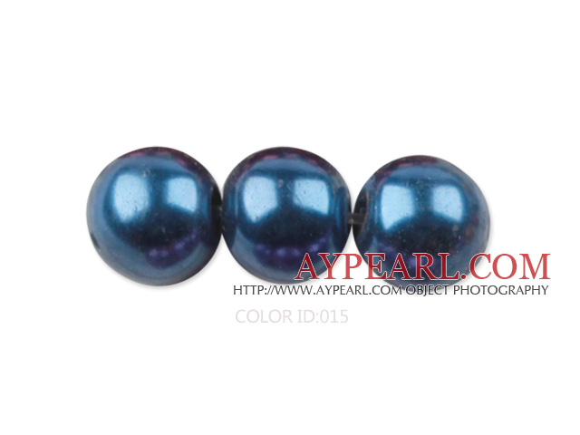 Glass pearl beads,8mm round,dark blue, about 108pcs/strand,Sold per 32.28-inch strand