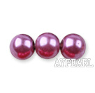 Glass pearl beads,8mm round,purple, about 108pcs/strand,Sold per 32.28-inch strand