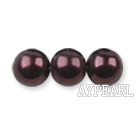 Glass pearl beads,8mm round,dark brown, about 108pcs/strand,Sold per 32.28-inch strand