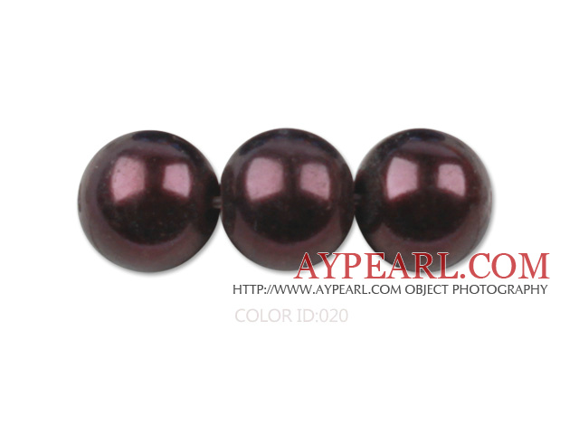 Glass pearl beads,8mm round,dark brown, about 108pcs/strand,Sold per 32.28-inch strand