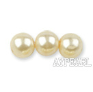 Glass pearl beads,8mm round,Khaki, about 108pcs/strand,Sold per 32.28-inch strand
