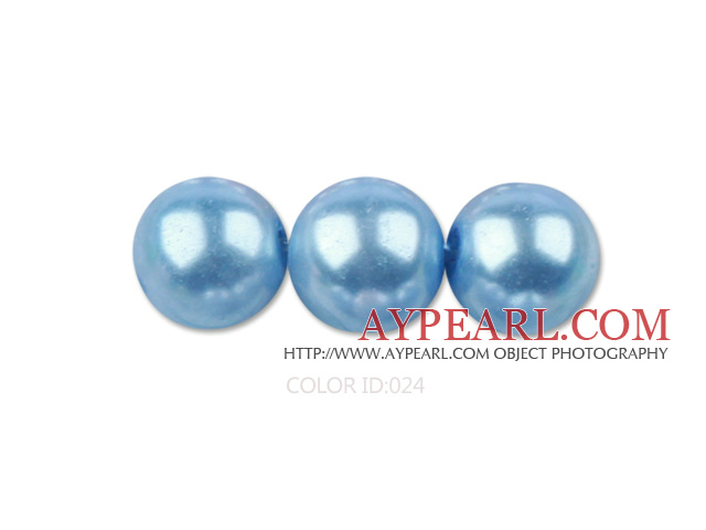Glass pearl beads,8mm round,light blue, about 108pcs/strand,Sold per 32.28-inch strand