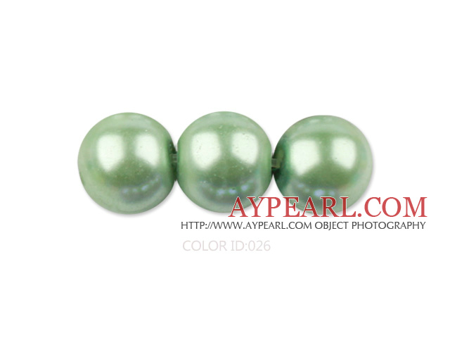 Glass pearl beads,8mm round,light green, about 108pcs/strand,Sold per 32.28-inch strand