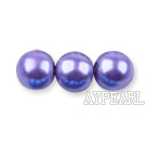Glass pearl beads,8mm round,purple, about 108pcs/strand,Sold per 32.28-inch strand