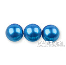 Glass pearl beads,8mm round,skyblue, about 108pcs/strand,Sold per 32.28-inch strand
