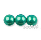 Glass pearl beads,8mm round,green, about 108pcs/strand,Sold per 32.28-inch strand