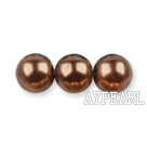 Glass pearl beads,8mm round,coffee, about 108pcs/strand,Sold per 32.28-inch strand