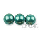 Glass pearl beads,8mm round,dark green, about 108pcs/strand,Sold per 32.28-inch strand