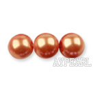 Glass pearl beads,8mm round,orange, about 108pcs/strand,Sold per 32.28-inch strand