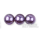 Glass pearl beads,8mm round,dark purple, about 108pcs/strand,Sold per 32.28-inch strand