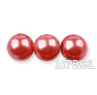 Glass pearl beads,8mm round,watermelon, about 108pcs/strand,Sold per 32.28-inch strand