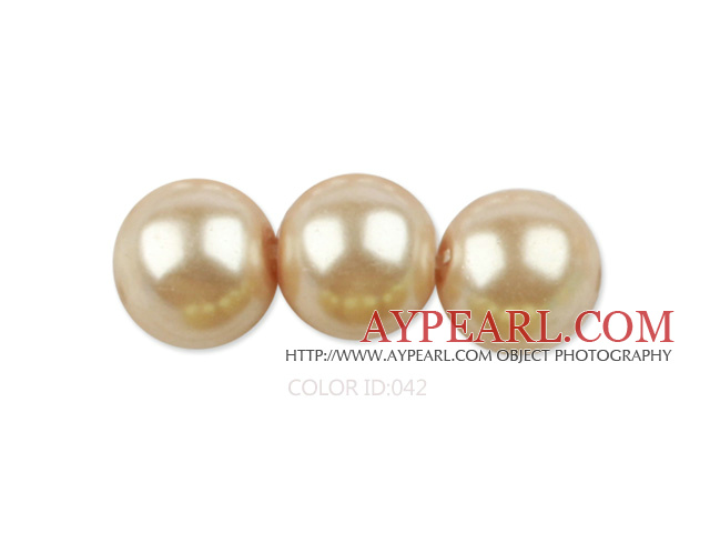 Glass pearl beads,8mm round,sand colour, about 108pcs/strand,Sold per 32.28-inch strand