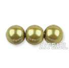 Glass pearl beads,8mm round,mustard , about 108pcs/strand,Sold per 32.28-inch strand