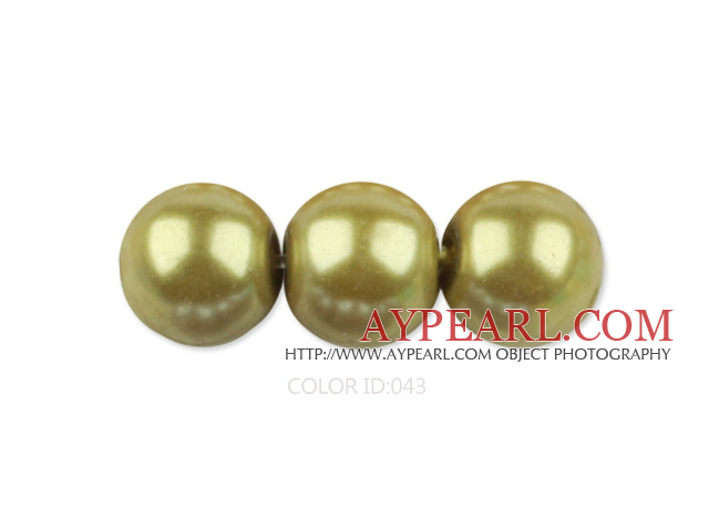 Glass pearl beads,8mm round,mustard , about 108pcs/strand,Sold per 32.28-inch strand