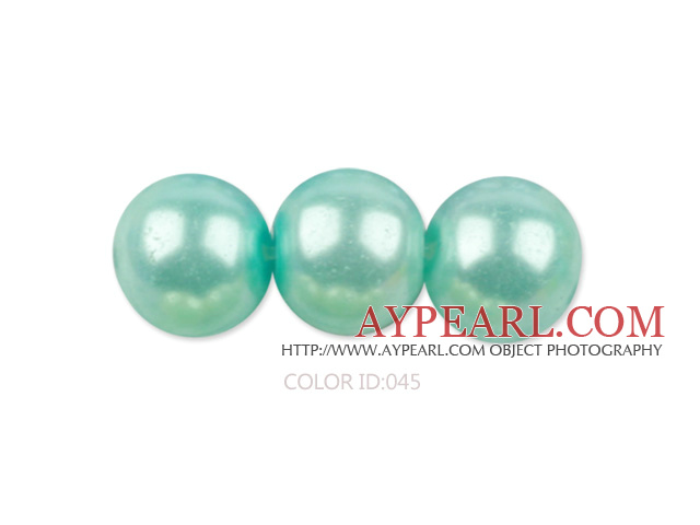 Glass pearl beads,8mm round,green lake, about 108pcs/strand,Sold per 32.28-inch strand