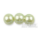 Glass pearl beads,8mm round,light lemon, about 108pcs/strand,Sold per 32.28-inch strand