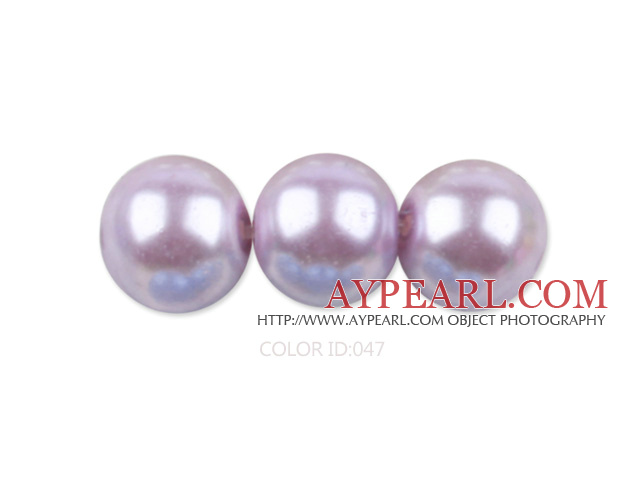 Glass pearl beads,8mm round,light purple, about 108pcs/strand,Sold per 32.28-inch strand