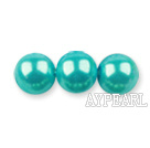 Glass pearl beads,8mm round,turquoise, about 108pcs/strand,Sold per 32.28-inch strand