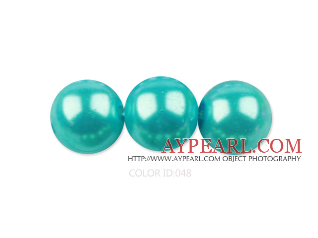 Glass pearl beads,8mm round,turquoise, about 108pcs/strand,Sold per 32.28-inch strand