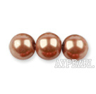 Glass pearl beads,8mm round,gold brown, about 108pcs/strand,Sold per 32.28-inch strand