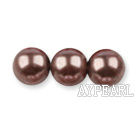 Glass pearl beads,8mm round,chocolate, about 108pcs/strand,Sold per 32.28-inch strand