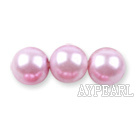 Glass pearl beads,8mm round,pink, about 108pcs/strand,Sold per 32.28-inch strand